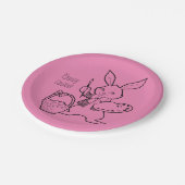 ピンクハッピーイースターバニ絵画ーズエッグス紙プレート ペーパープレート (アングル)