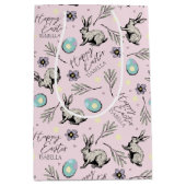 ピンクハッピーイースター名バニー ミディアムペーパーバッグ (正面)