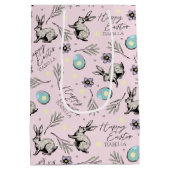 ピンクハッピーイースター名バニー ミディアムペーパーバッグ (裏面)