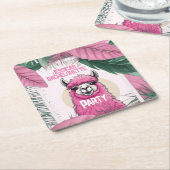ピンクハッピーニコニリングラマバチェロレッテ スクエアペーパーコースター (アングル)
