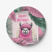 ピンクハッピーニコニリングラマ ペーパープレート (正面)