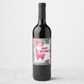 ピンクハッピーニコニリングラマ ワインラベル (正面)