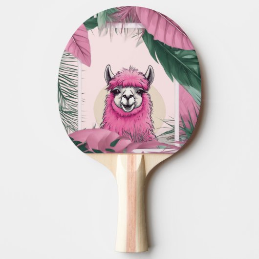ピンクハッピーニコニリングラマ 卓球ラケット (正面)