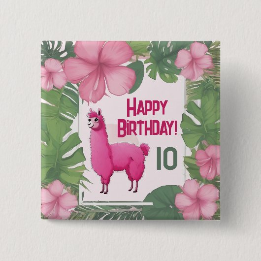 ピンクハッピーニコニリングラマ 缶バッジ (正面)