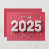 ピンクハッピーニューイヤー2025年3D星 シーズンポストカード (正面/裏面)