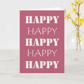 ピンクハッピーハッピーバースデー カード (黄色い花)