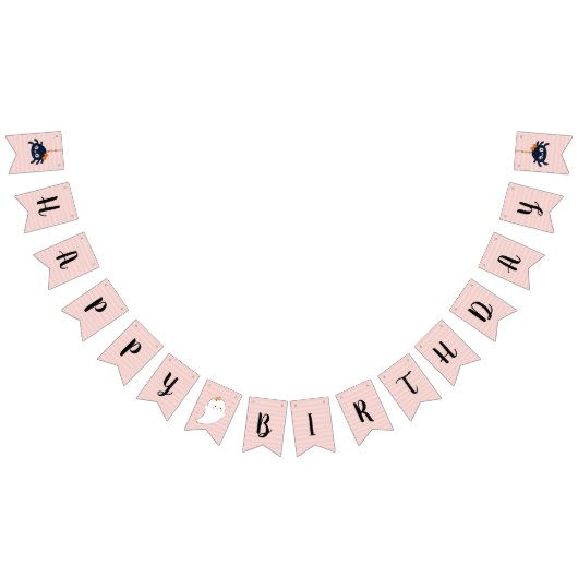 ピンクハッピーハローウィン誕生日 バンティングフラッグ (全)