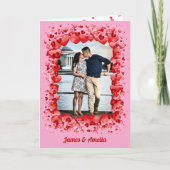 ピンクハッピーバレンタインデーフォトロマンチックハート カード (正面)