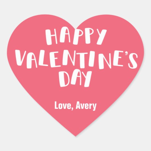 ピンクハッピーバレンタインデー ハートシール (正面)