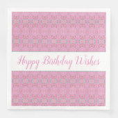 ピンクハッピーバースデーウィッシュ紙ディナーナプキンズ (正面)