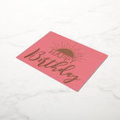 ピンクハッピーバースデーサン実在シ金ゴールド 箔シーズンポストカード (回転した状態)