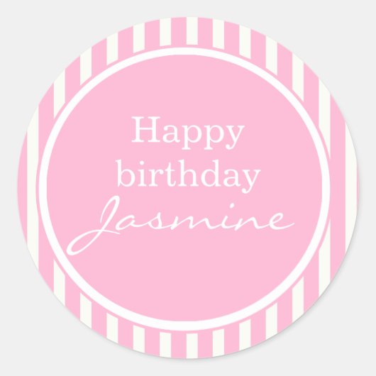 ピンクハッピーバースデーシール ラウンドシール (正面)