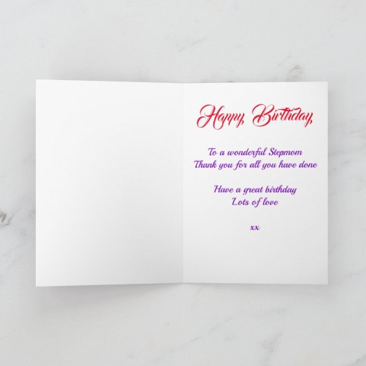 ピンクハッピーバースデーステップママタイポグラフィカード カード (内部)