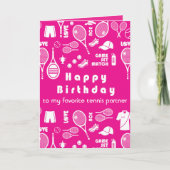 ピンク💗ハッピーバースデー🎾テニスカード カード (正面)