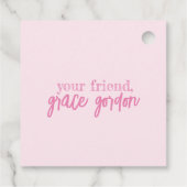 ピンクハッピーバースデーハットギフトラベル フェイバータグ (裏面)