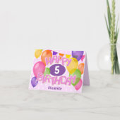 ピンクハッピーバースデー切り出しCookie wバルーン カード (正面)