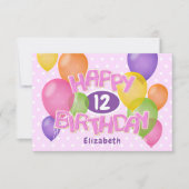 ピンクハッピーバースデー切り出しCookie wバルーン カード (正面)