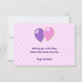 ピンクハッピーバースデー切り出しCookie wバルーン カード (裏面)