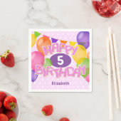 ピンクハッピーバースデー切り出しCookie wバルーン スタンダードカクテルナプキン (インサイチュ)