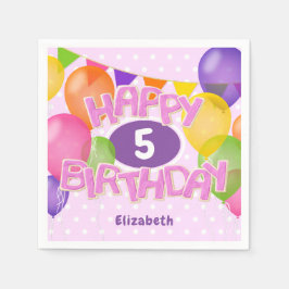 ピンクハッピーバースデー切り出しCookie wバルーン スタンダードカクテルナプキン