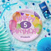 ピンクハッピーバースデー切り出しCookie wバルーン ペーパープレート (パーティー)