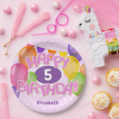 ピンクハッピーバースデー切り出しCookie wバルーン ペーパープレート (パーティー)