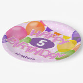 ピンクハッピーバースデー切り出しCookie wバルーン ペーパープレート (アングル)