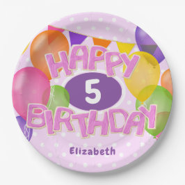 ピンクハッピーバースデー切り出しCookie wバルーン ペーパープレート