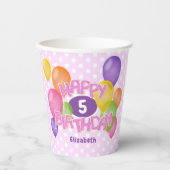ピンクハッピーバースデー切り出しCookie wバルーン 紙コップ (正面)