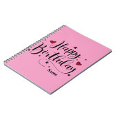 ピンクハッピーバースデー引用文 ノートブック (左側)