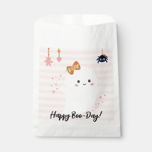 ピンクハッピーブデイかわいい幽霊誕生日 フェイバーバッグ (正面)