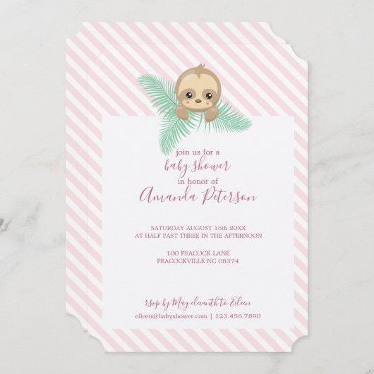 ピンクハッピーベビースロスベビーシャワー招待状 招待状 (正面/裏面)