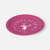 ピンクハッピーホリデーズクリスマストナカイ名 ペーパープレート (アングル)