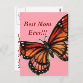 ピンクハッピーマザーズデーに蝶!!! ポストカード (正面/裏面)