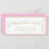 ピンクハッピーマザーデイギフトバウチャーカード 招待状 (正面/裏面)