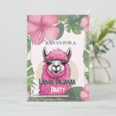 ピンクハッピー笑顔のパジャマラマ 招待状 (スタンド正面)