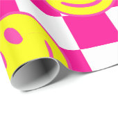 ピンクハッピー顔チェックgroovy ラッピングペーパー (ロールコーナー)