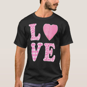 ピンクハッピーSデイヴァレンティーンズラブハートヒョウPLA Tシャツ