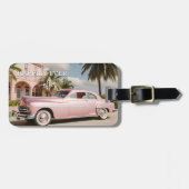 ピンクハネムーンレトロたった今結婚しました ラゲッジタグ (正面横)