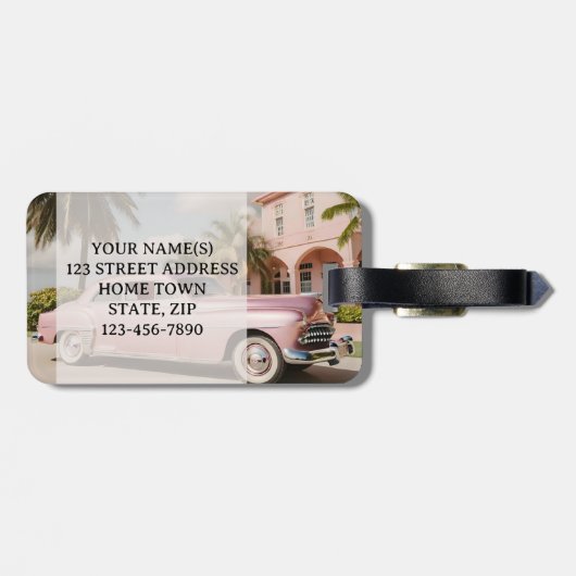 ピンクハネムーンレトロたった今結婚しました ラゲッジタグ (裏面横)