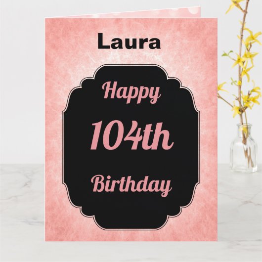 ピンクハパーソナライズされたピー104誕生日 カード (黄色い花)