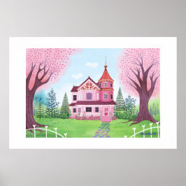 ピンクハビクトリアンウスエクストララージプリント ポスター