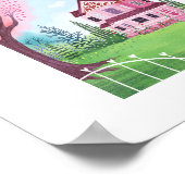 ピンクハビクトリアンウス&さくらんぼブロッサムアートプリント ポスター (角)