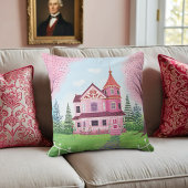 ピンクハビクトリアンウス&さくらんぼブロッサムスクエア クッション