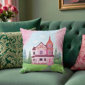 ピンクハビクトリアンウス&さくらんぼブロッサムスクエア クッション