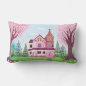 ピンクハビクトリアンウス&さくらんぼブロッサム ランバークッション (正面)