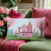 ピンクハビクトリアンウス&さくらんぼブロッサム ランバークッション