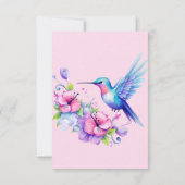 ピンクハミングバードガール赤ちゃんシャワー サンキューカード (裏面)