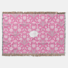 ピンクハミングバードコケパーソナライズされたフローラ スローブランケット