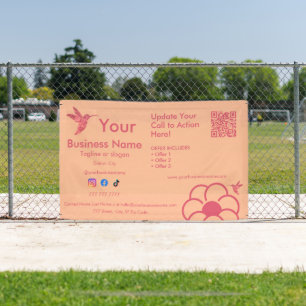 ピンクハミングバードロゴQRコードピーチ大騒ぎビジネス 横断幕